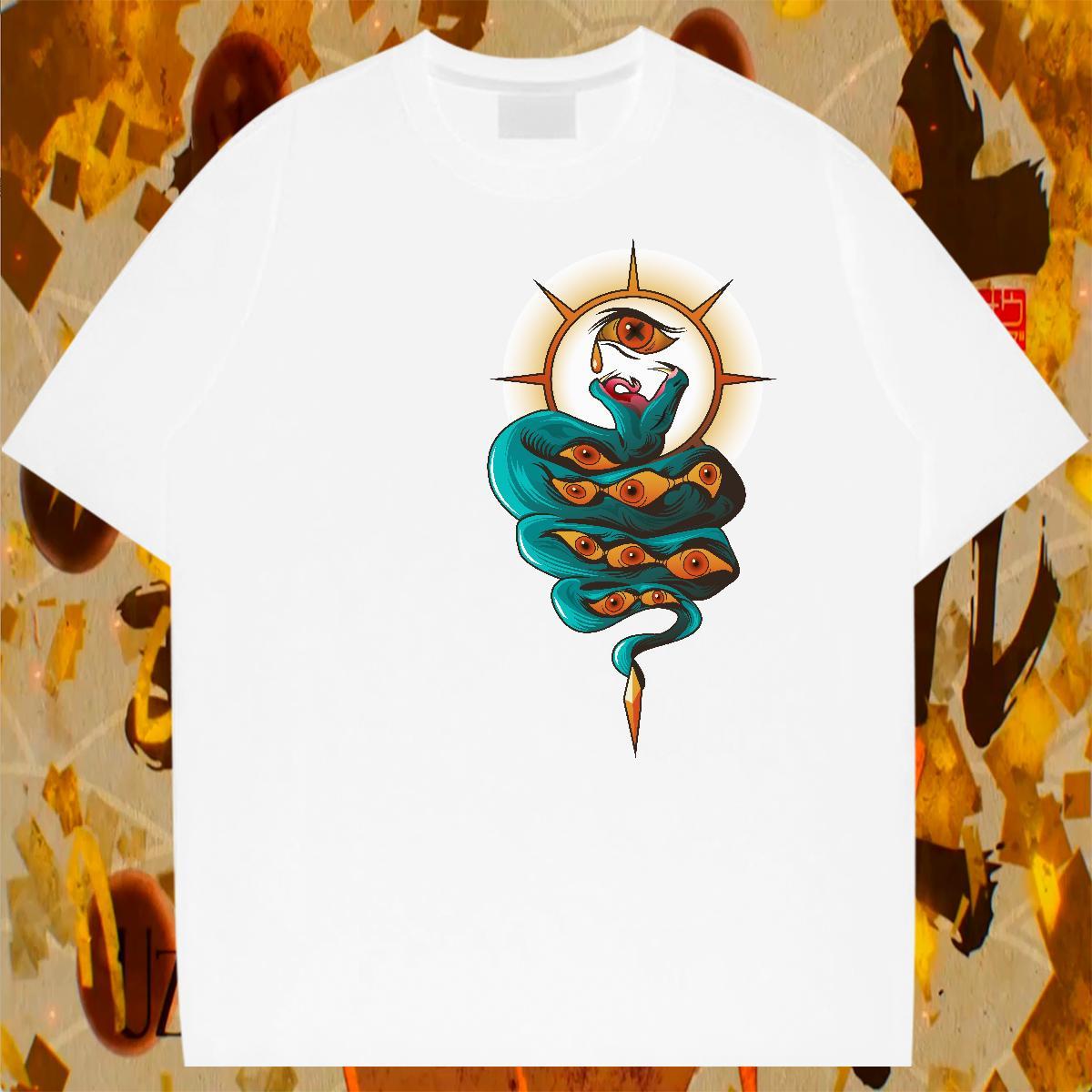Cool Design Men Tops Tees 230g Pure Cotton Summer Casual snake DIY Anime Breathable 2024 New T-Shirts Clothes