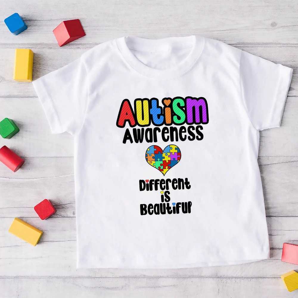 T-shirts Autism Awareness Kids Tshirt Toddler T-shirt Boy Girl Clothes Autism Heart Chilld Shirt Care for Autistic Patients Children TeeL24729