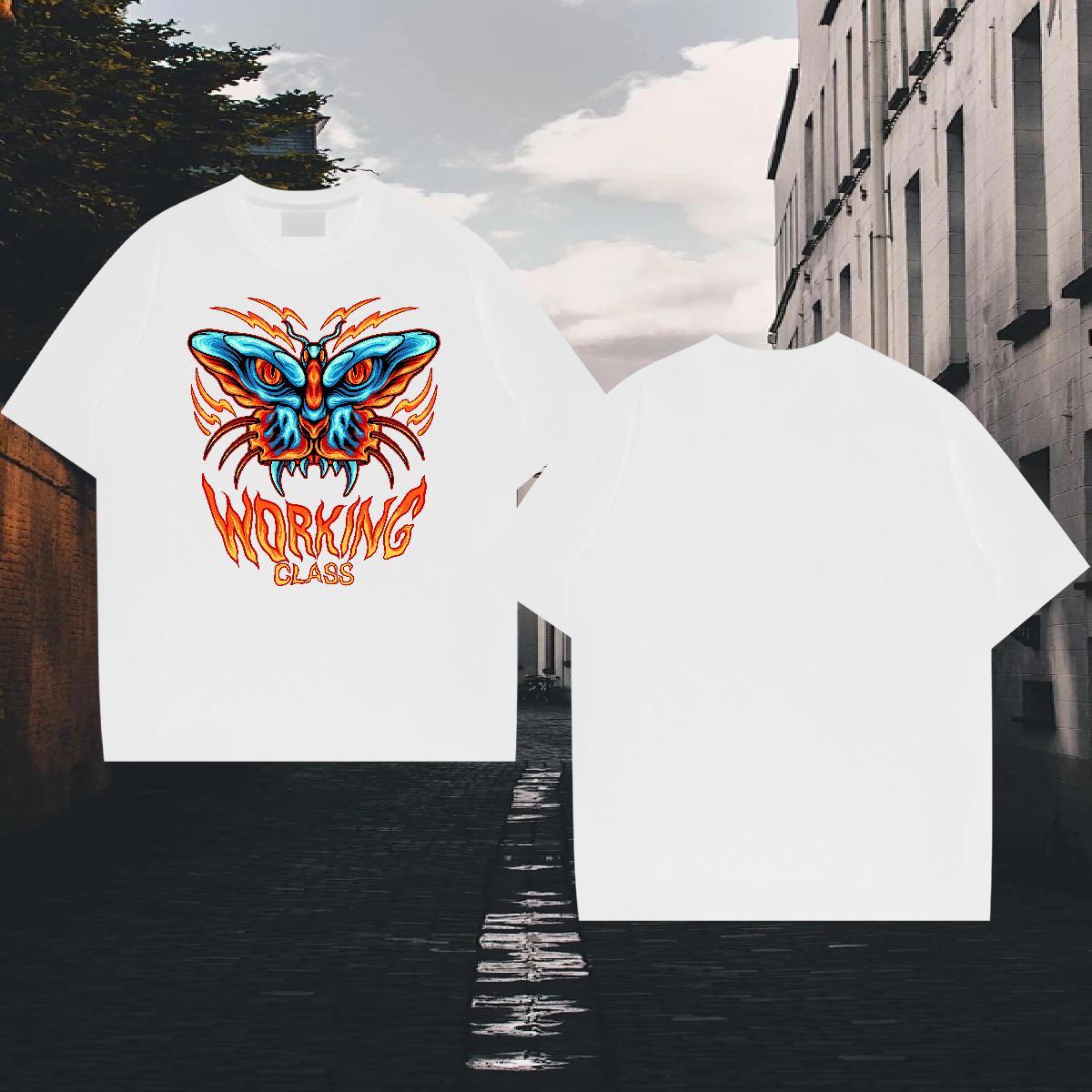 High Quality Mens Tshirts 230g Pure Cotton Beach Butterfly Custom Printing Round Neck Short Sleeve Wholesale T Shirts Men Clothings