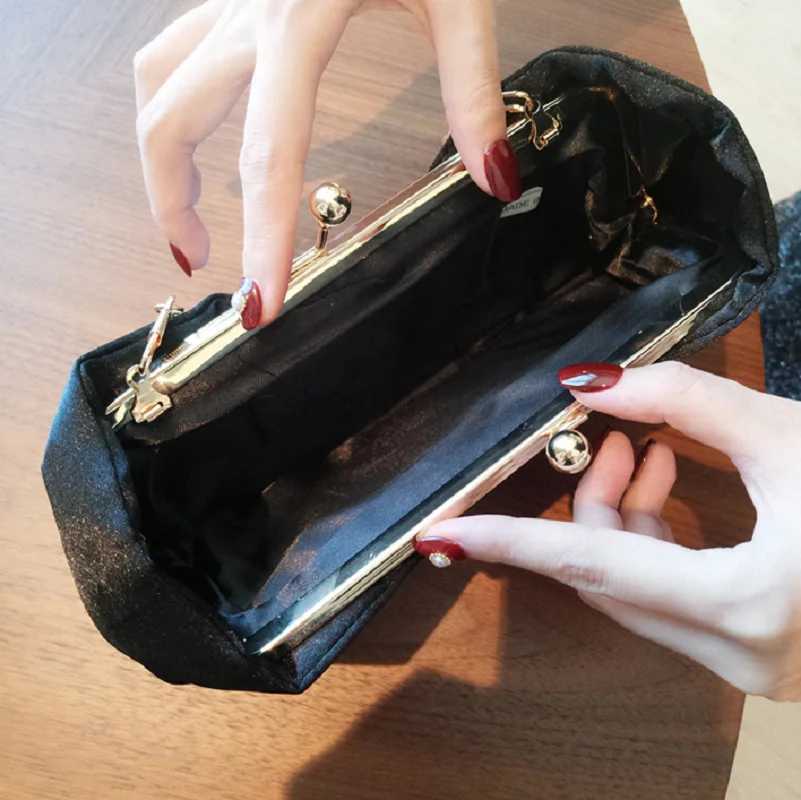 Luxy Moon Black Clutch Bag Women Bow Handbag Luxury Crystal Diamond Clutch Purse Party Wedding Bag Elegant Shoulder BagXJ240729