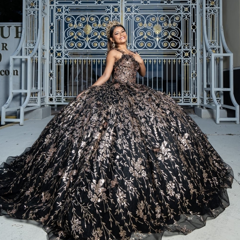 Black Princess Purple Quinceanera Dresses Off the Shoulder Ball Gown 2024 Sweet 16 Dress Beads Appliques Lace Tull 15th Party
