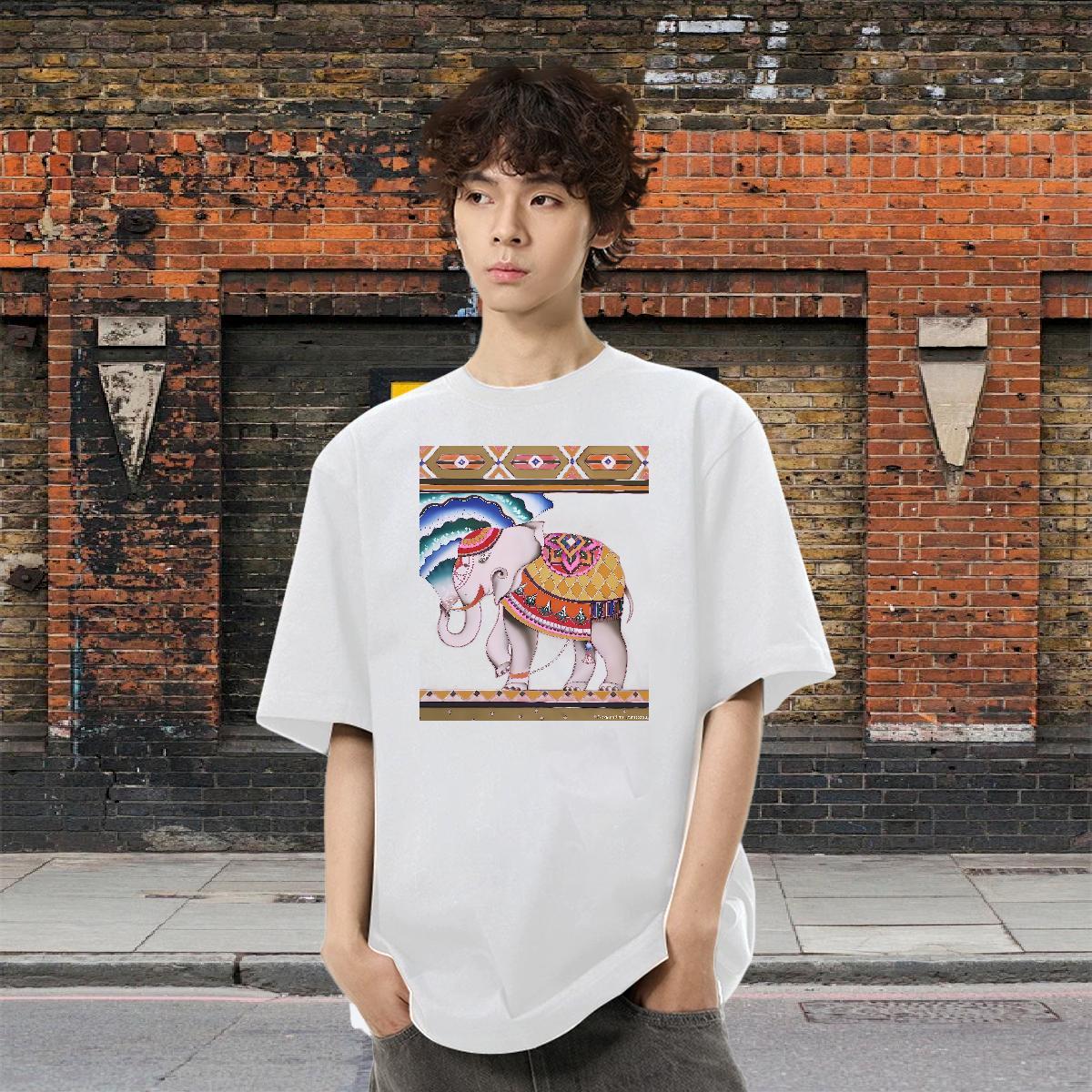 Free Shipping Men Tees 230g 100% Cotton Spring Summer Elephant Skull Crew Neck Breathable Stylist Men T Shirts Tees Shirts