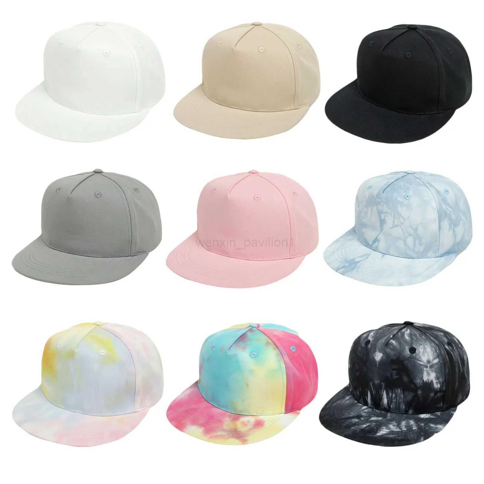 2022 Fashion Children Hip-Hop Hats Kids Boys Girls Solid Color/Tie-Dye Baseball Caps Toddler Outdoor Flat Brim Trend HatsXJ240729