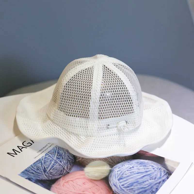 Summer Children Bucket Hat Mesh Breathable Panama Hats For Kids Adjustable Sun Hat Boys Girls Outdoor Beach CapXJ240729