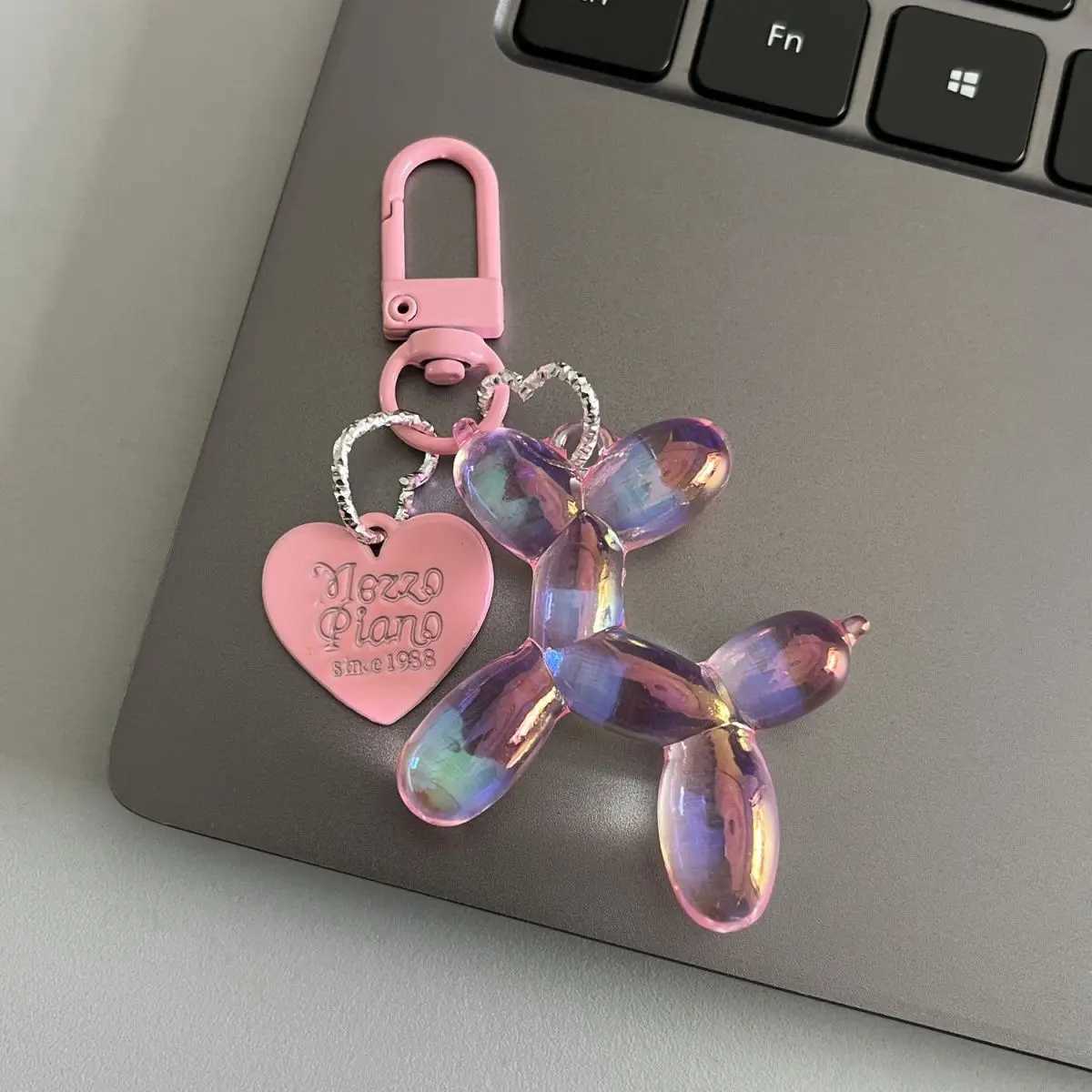 Bling Kawaii Cartoon Balloon Dog Keychain Key Ring for Women Men New Colorful Cute Bag Car Pendant Decoration Holder AccessoriesL240729