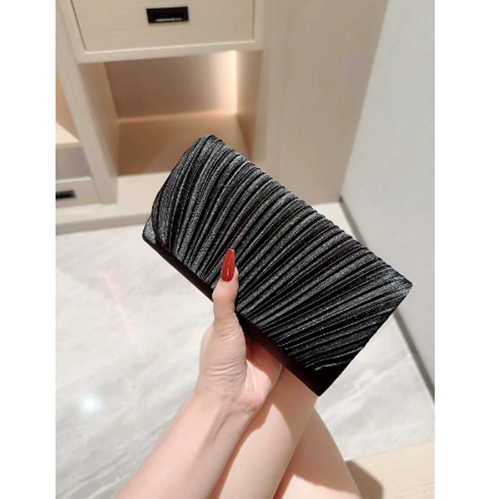Texture Noble Wrinkle Evening Clutch Bag Chain Shoulder Crossbody Bag Wedding Party Banquet Handbag Elegant Luxury Fashion PurseXJ240729
