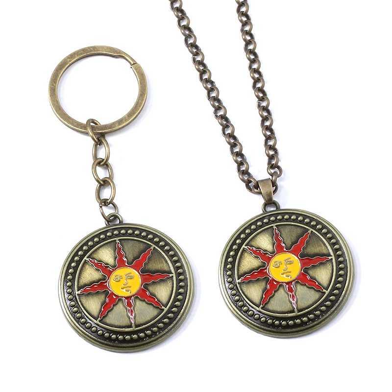 Dark Souls Sun Knight Shield Keychain High Quality Vintage Metal Keyring torque Men Car Accessories JewelryL240729