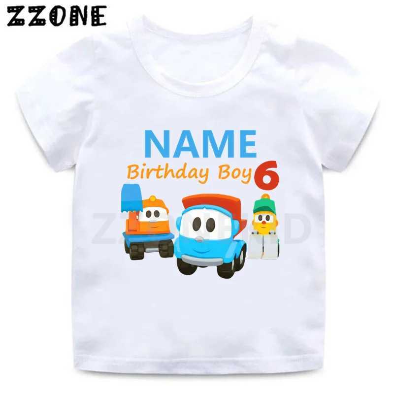 T-shirts Leo The Truck Tv Show Cartoon Boys T-shirts 1 2 3 4 5 6 7 8 9 Years Birthday Custom Name Kids Clothes Baby Girls T shirtHKP2623L24729