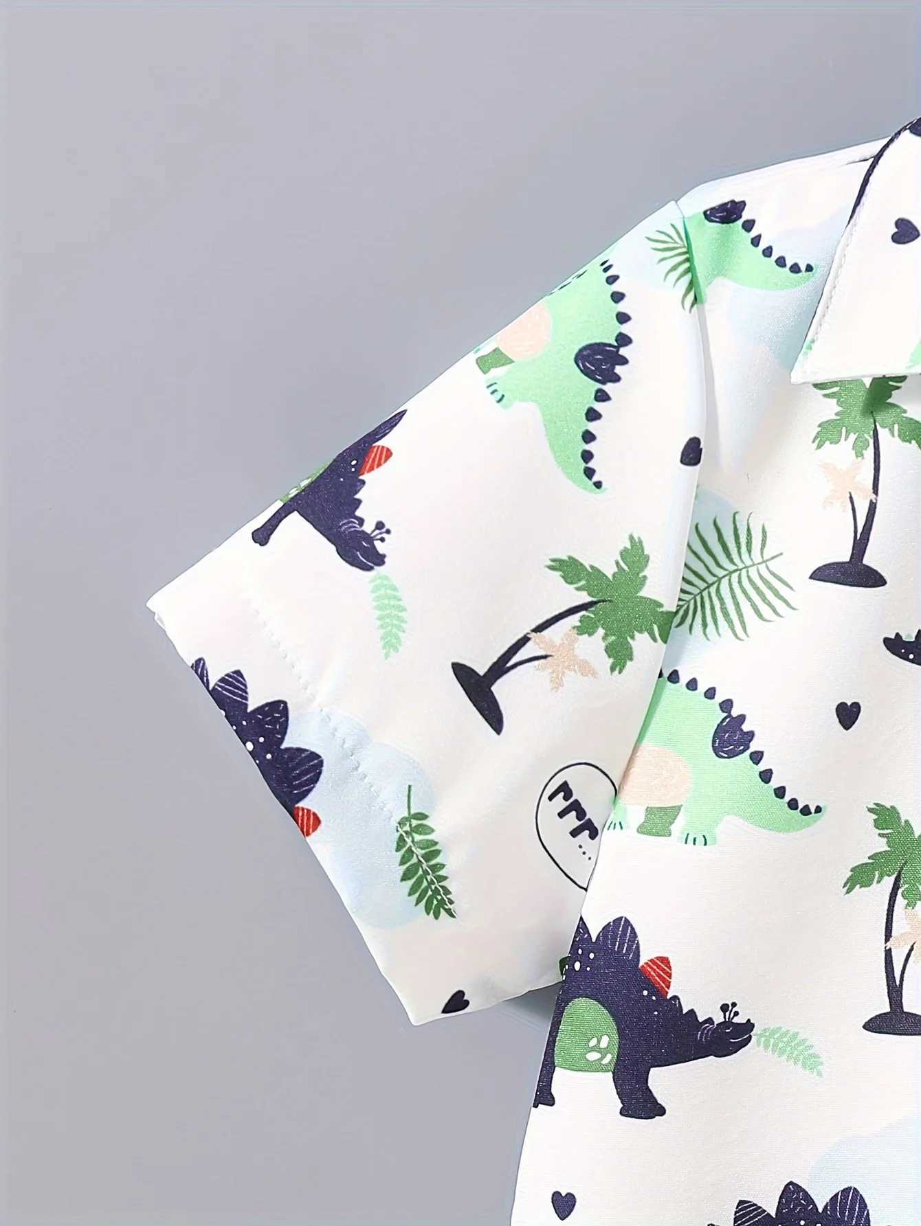 Boys white fresh dinner short sleeved shirt casual top for summer childrenW240729