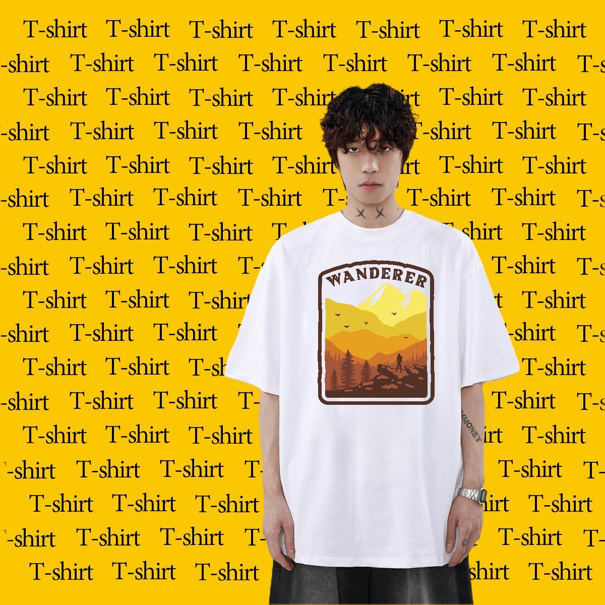 High Quality Men Tops Tees 230g 100% Cotton Street Casual mountains Custom Print Plus Size Round Neck Short Sleeve Classic Casual Mens T Shirts Tops S