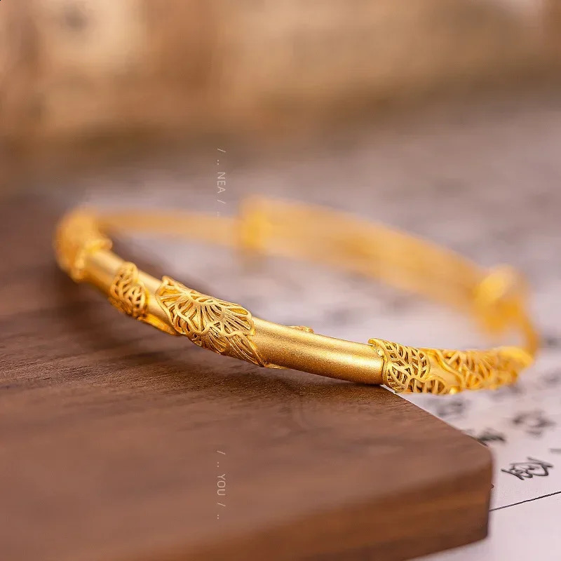 9999 real gold 24K yellow gold Ancient French gold leaf bracelet 240723