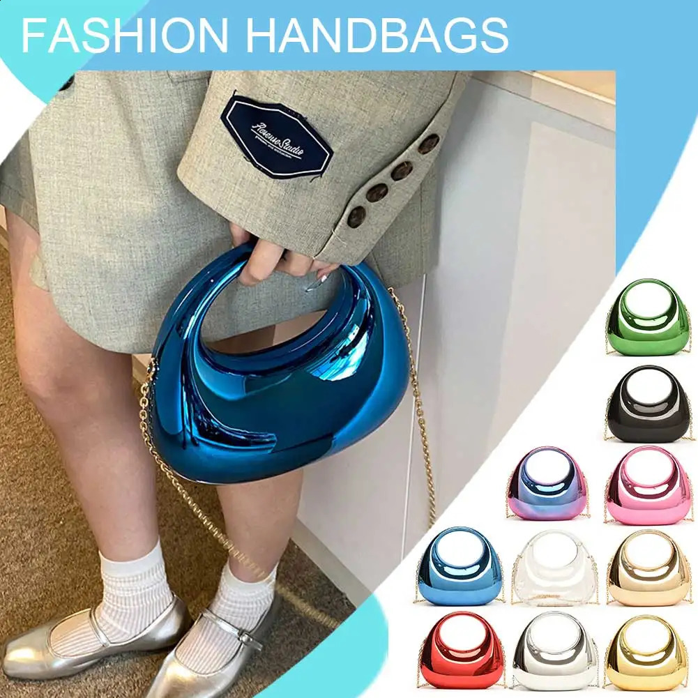 Acrylic Evening Handbag Y2k Tote Hobo Bag with Detachable Chain Strap Shoulder Moon Shape for Women Wedding Cocktail Party 240729