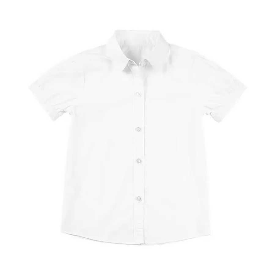 Girls school shirt white shirt youth shirt girls short sleeved shirt girls school uniform tops for ages 3-18W240729