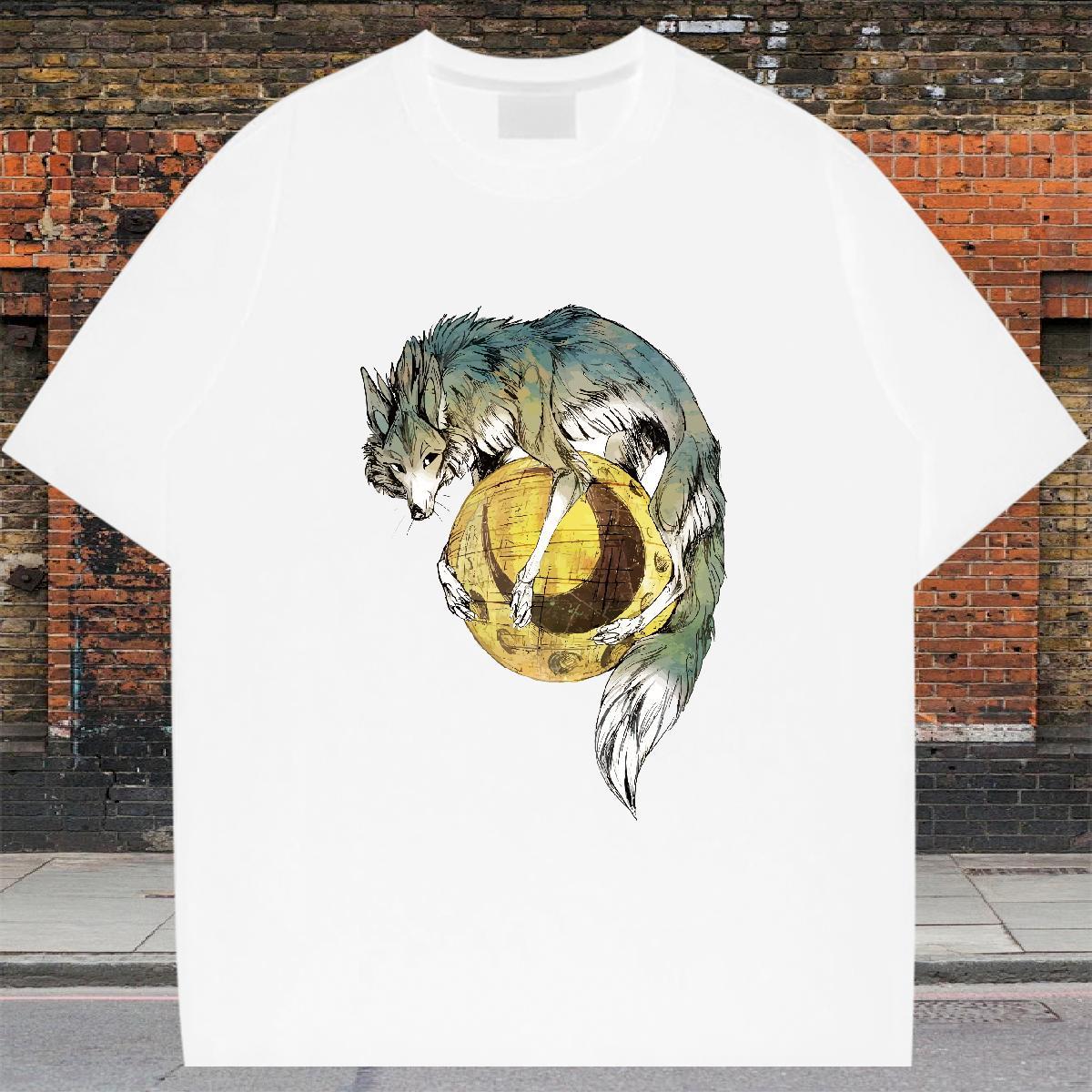 Free Shipping Tshirts 230g Pure Cotton Sport wolf White Plus Size Crew Neck Breathable New Designer T Shirts Men Tee Shirt