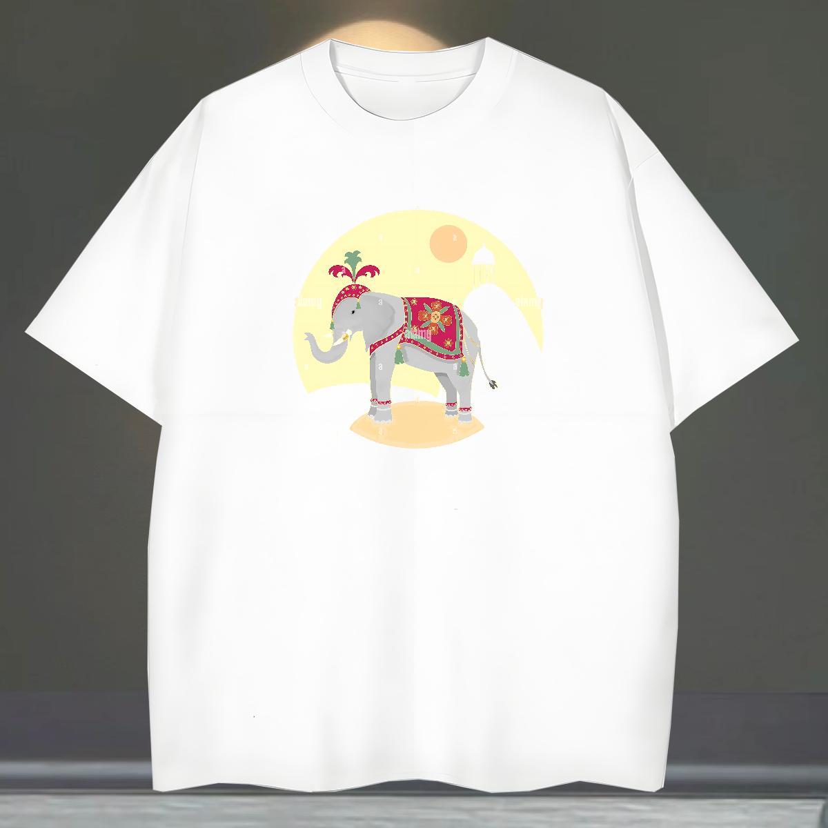 Free Shipping Men Tops Tees 230g Pure Cotton Anime Printing Street elephant Custom Printing Breathable DIY Customized T Shirt For Man Tees Shirts