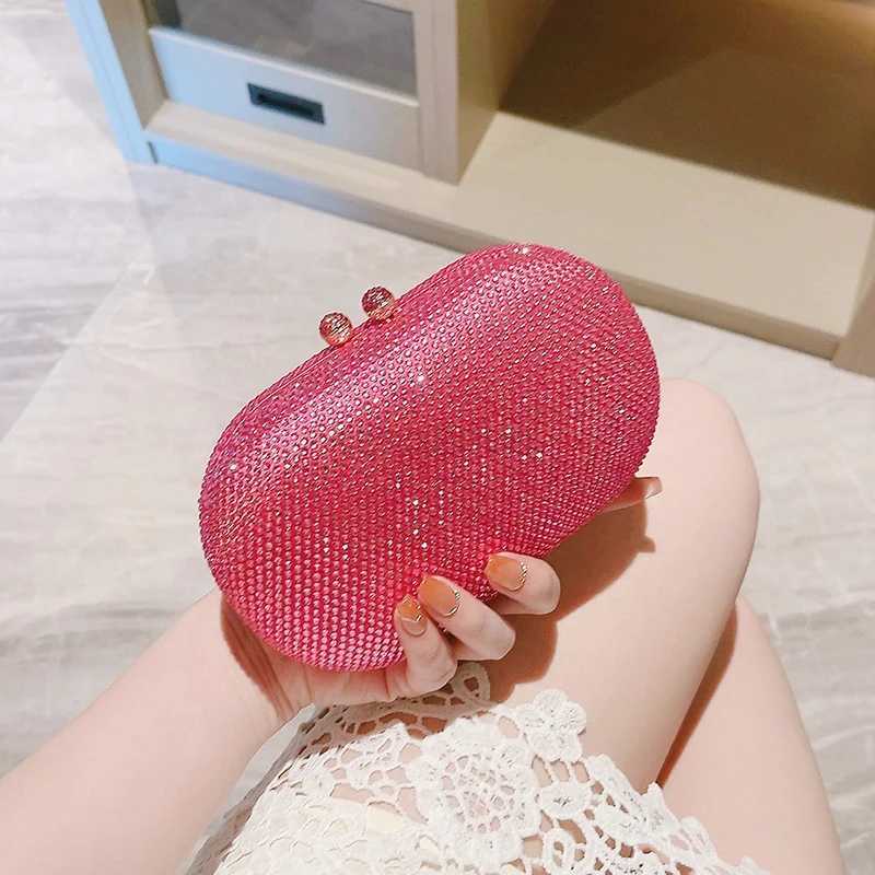 Oval Evening Bag for Women Party Clutches and Evening Bags with Crystal Rhinestone for Party Wedding Prom Dress Chain BagXJ240729