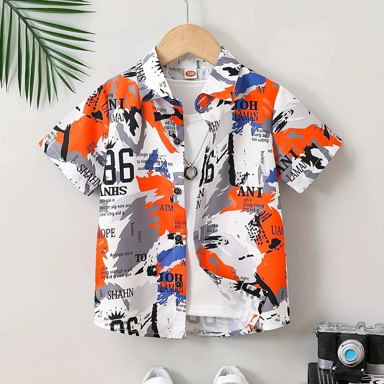 Boys Aloha Flower Pattern Creative Shirt Short Sleeve Button Comfortable Loose Summer Holiday Shirt TopW240729