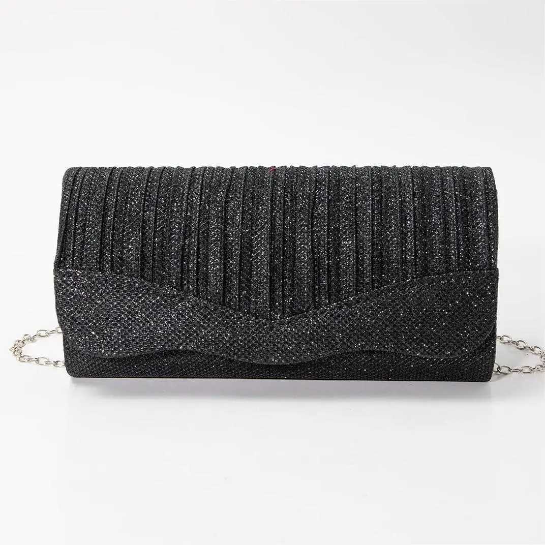 2024 New Pleated Ladies Clutch Luxurious shiny high fashion Party Ladies Tote Evening bagXJ240729