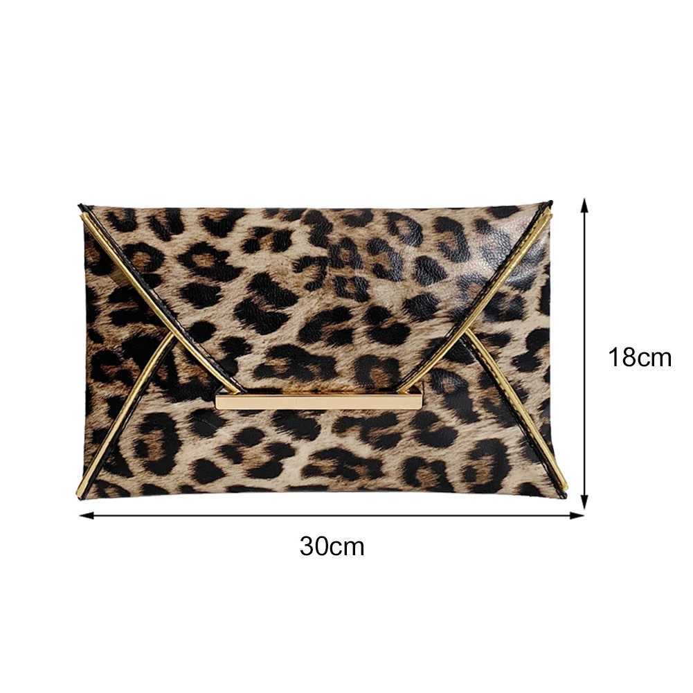 Leopard Print Clutch for Women Female Leather Envelope Wristlet Bag Large Capacity PU Mobile Phone Purse Handbags Evening BagXJ240729