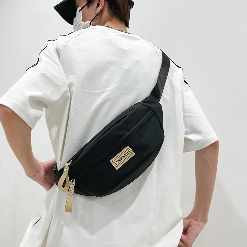 High Quality Nylon Unisex Waist Bags Fashion Solid Color Chest Packs Casual Travel Storage Crossbody Bag Men Fanny Pack 240729