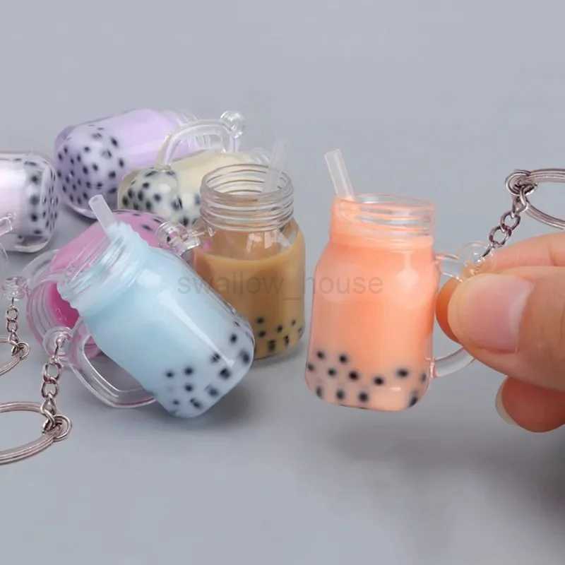 1pcs Creative Mini Bubble Tea Keychain Cute Boba Milk Tea Bottle Keyring for Women Girls Handbag Phone Pendant Accessories GiftsL240729