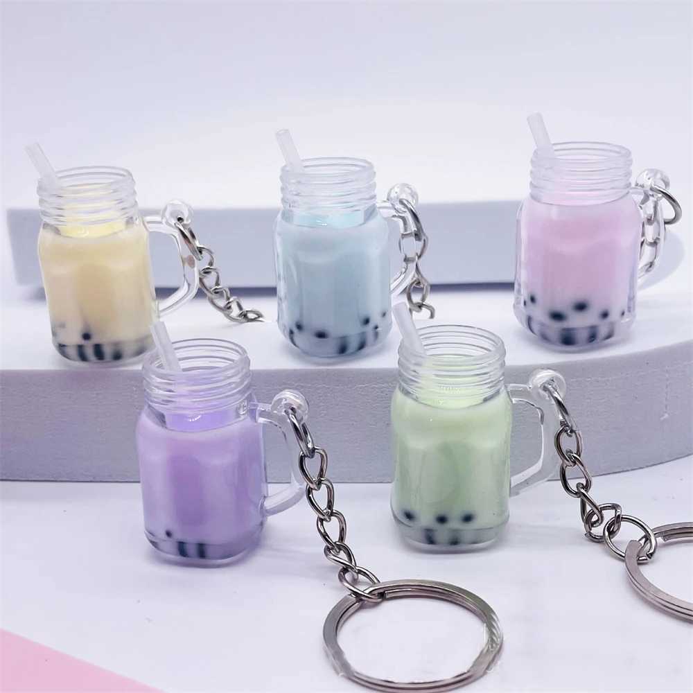 1pcs Creative Mini Bubble Tea Keychain Cute Boba Milk Tea Bottle Keyring for Women Girls Handbag Phone Pendant Accessories GiftsL240729