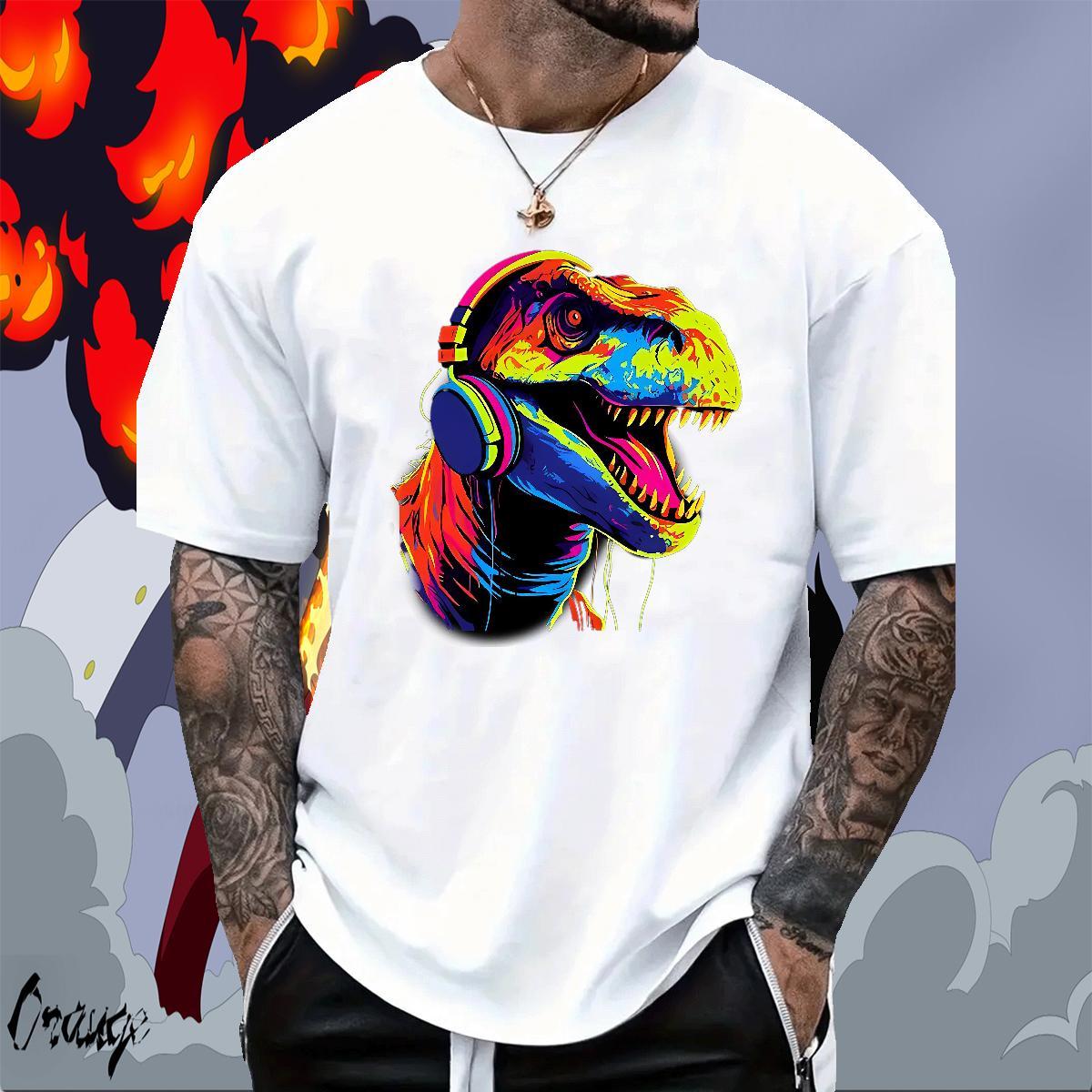 Unisex Men Clothes T-Shirt 230g Pure Cotton Spring Summer dinosaur Oversized Breathable Short Sleeve Fashion T Shirts Men Tees