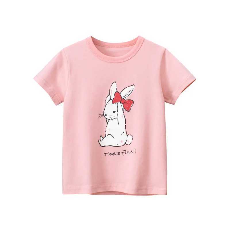 T-shirts 1-9T Rabbit Print Girls T Shirt Summer Infant Tee Top Toddler Kid Tshirt Baby Clothes Short Sleeve Childrens T Shirt Cute OutfitL24729