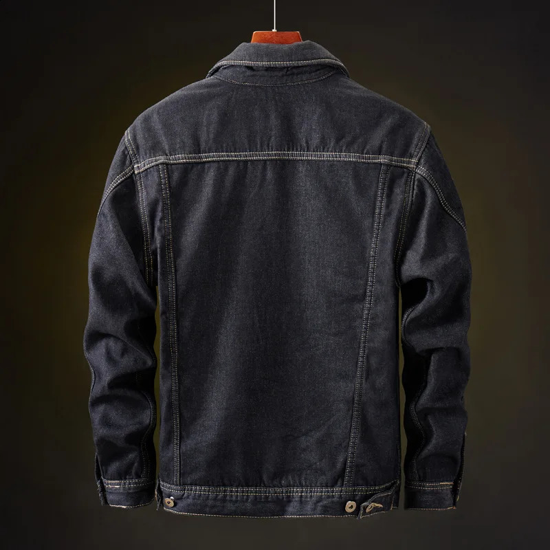 Winter Men Denim Jackets Thick Outerwear Coats Mens Warm Fleece Denim Jacket Black Casual Mens Coat Cotton Jacket Mens Clothing 240729
