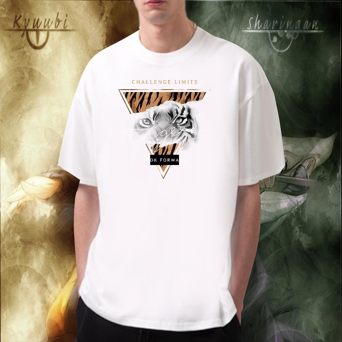 Soft Tshirts 230g 100% Cotton Daily Wear tiger Skull O Neck Short Sleeves Casual New T-Shirts for Men Tops Tees