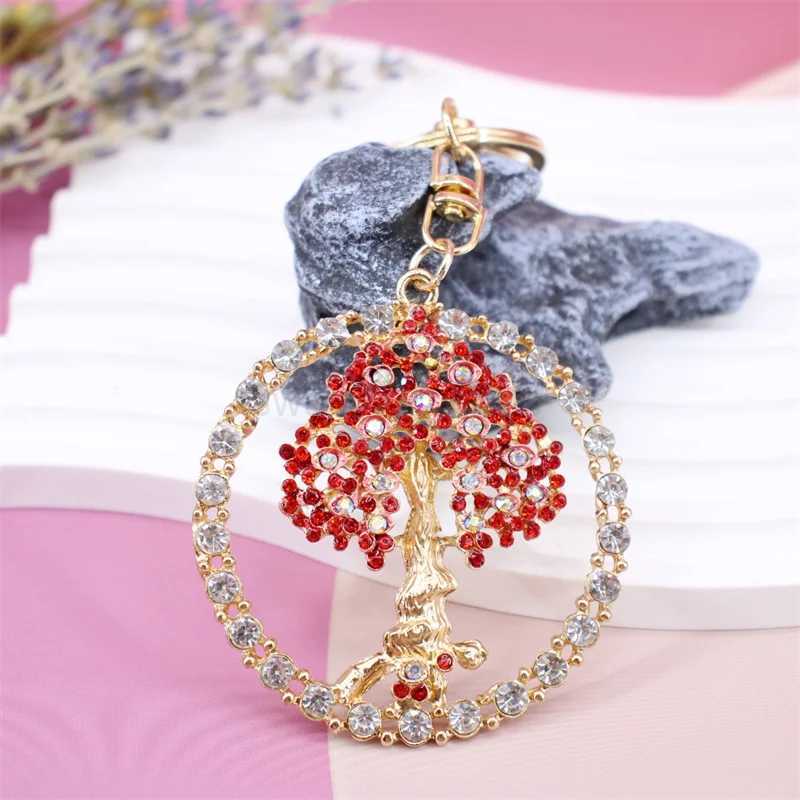 Life Tree Element Keychain Colorful Crystal Pendant Rhinestone Tree Pendant Keyring Gifts for Family And Friends UnisexL240729
