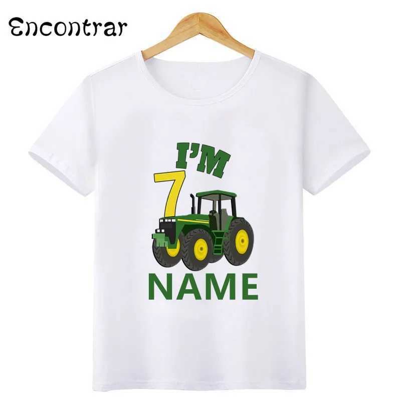 T-shirts Farm Tractor Car Cartoon Boys T shirt 1 2 3 4 5 6 7 8 9 Years Birthday Customize Name Kids T-shirts Baby Party ClothesHKP2487L24729