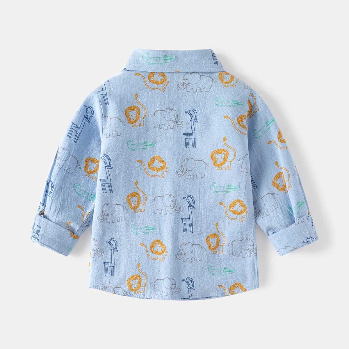 Cute animal boy shirt childrens cotton top long sleeved childrens clothingW240729