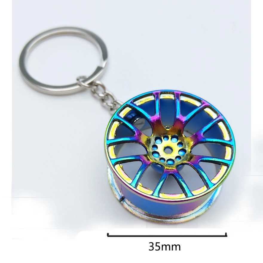 Creative gift car metal keychain turbo gear hub pendant brake disc shock absorber PendantL240729