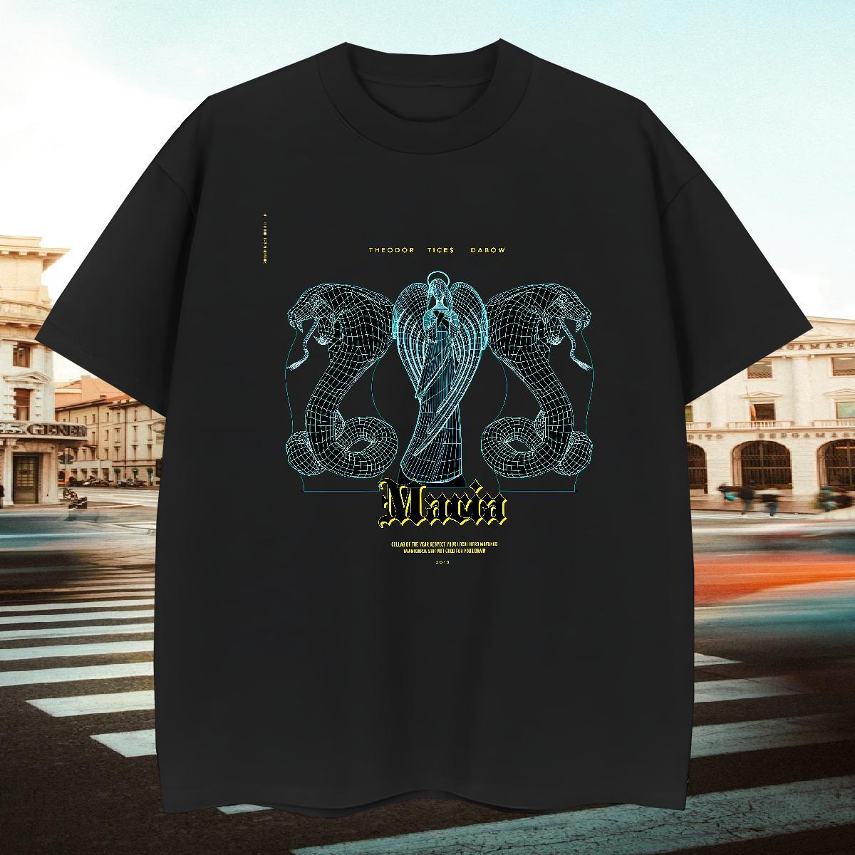 TOP Quality Men Tees 230g 100% Cotton Home Outdoor snake Anime Crew Neck Breathable Fashion T-Shirts for Men Polos