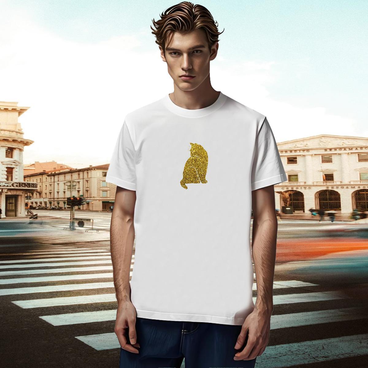 Free Shipping Men Tops Tees 230g Cotton Daily Wear cat Custom Printed Breathable Short Sleeve Customized Men T Shirts Clothings