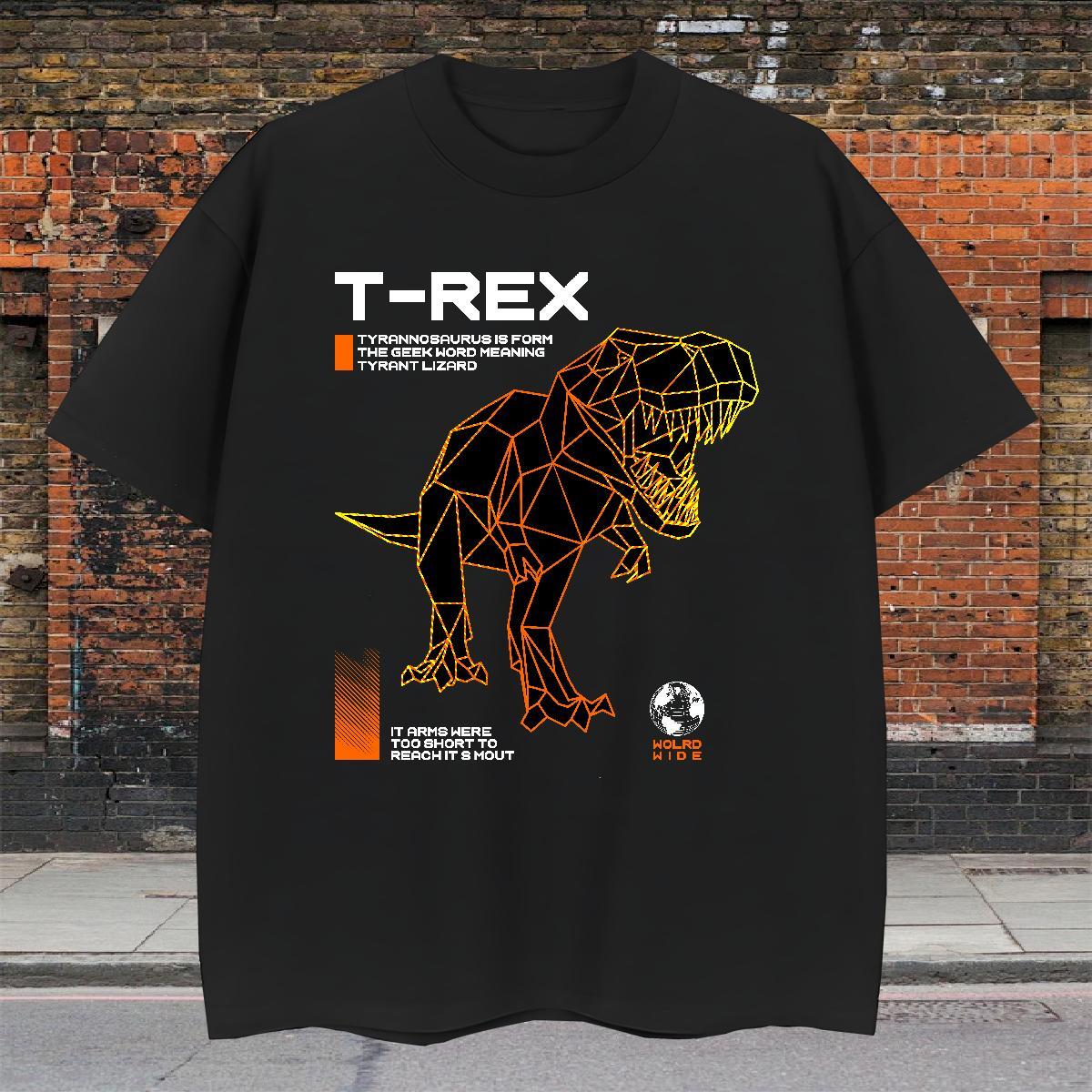 Popular Couples T Shirts 100% Cotton 230g Street dinosaur Oversized O Neck Short Sleeves 2024 Designer Men T Shirts Tops