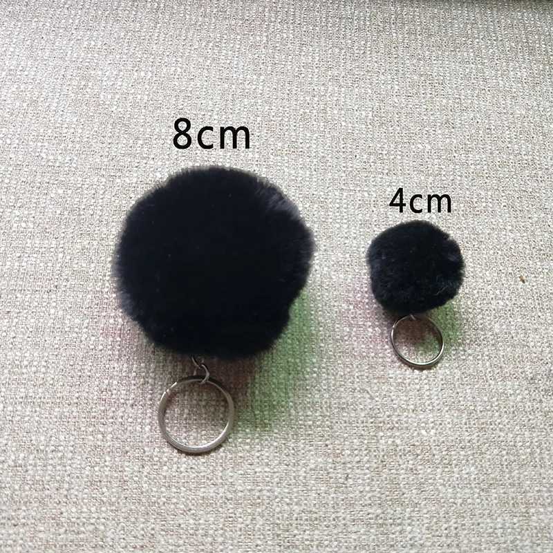 4CM 8CM Fluffy Rabbit Fur Ball Key Chain Cute Candy colors Pompom Artificial Rabbit Fur Keychain Women Car Bag Key RingL240729