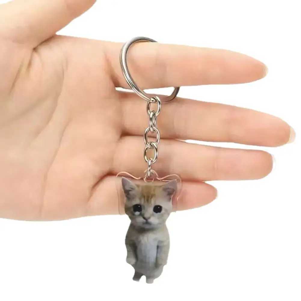 2024 Happy Banana Cat Key Chain Mobile Phone Chain Student Gift Funny Cat Bag Pendant Lanyard Happy Cat KeychainL240729