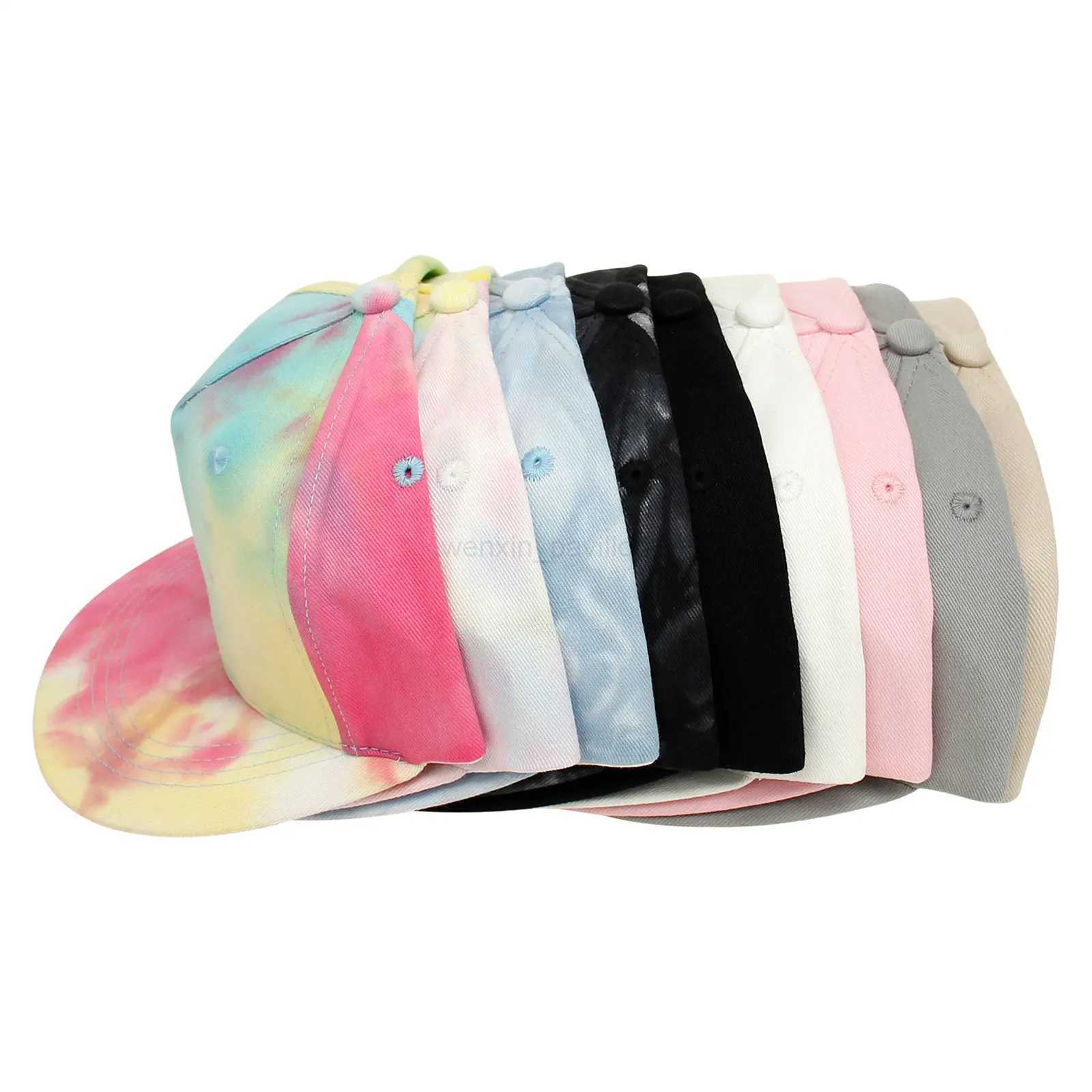 2022 Fashion Children Hip-Hop Hats Kids Boys Girls Solid Color/Tie-Dye Baseball Caps Toddler Outdoor Flat Brim Trend HatsXJ240729