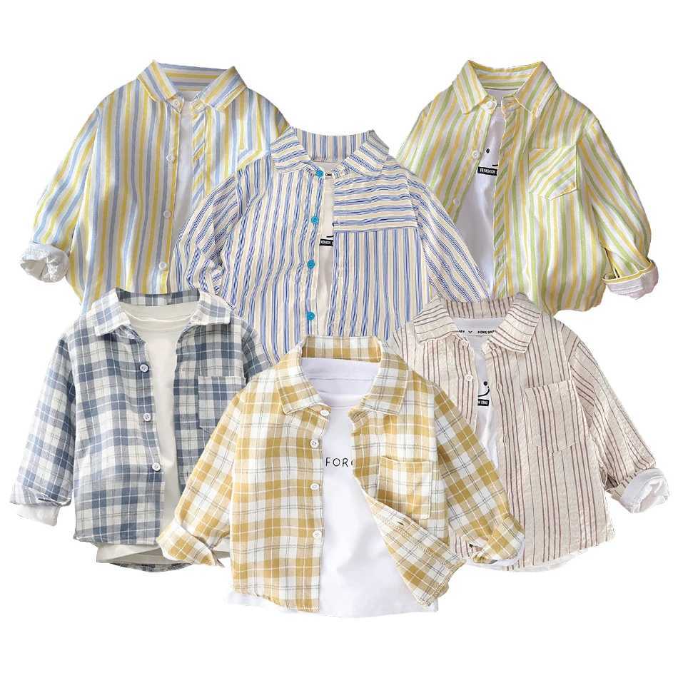 Childrens clothing boys long sleeved loose shirt Spring and Autumn style daily casual cardigan can be used as a jacketW240729