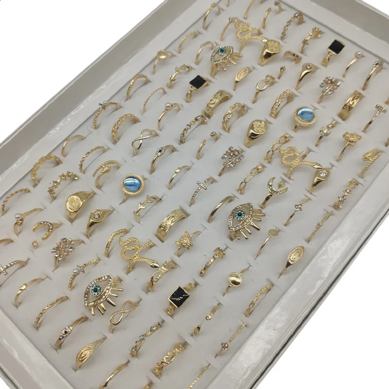 50000 styles of different finger rings wholesale inventory 100 piecesbatch retro silver gold alloy joint ring party women 240723