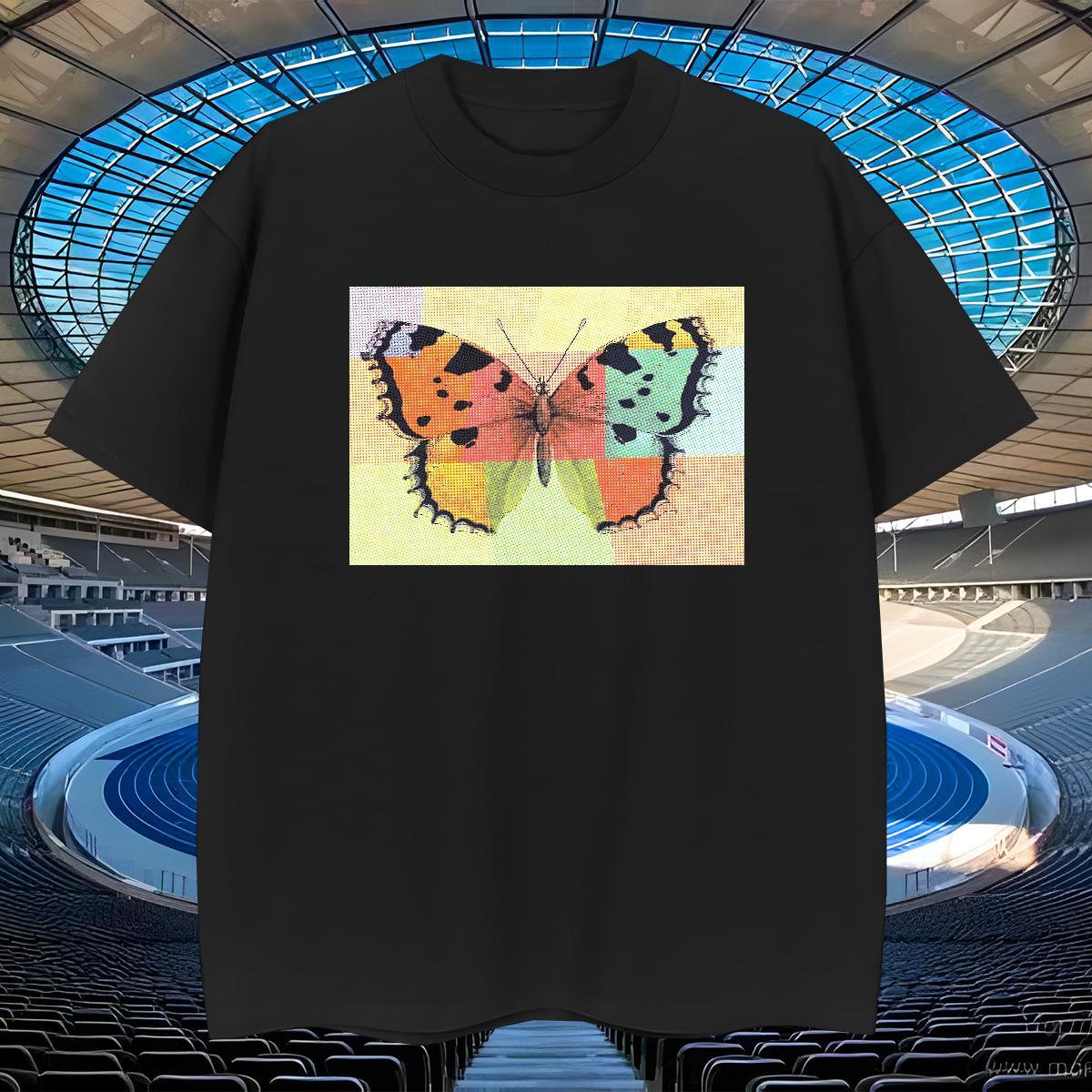 High Quality Mens Tshirts 230g 100% Cotton Casual Butterfly Graphic Breathable 2024 DIY Mens T Shirts Tops Shirt