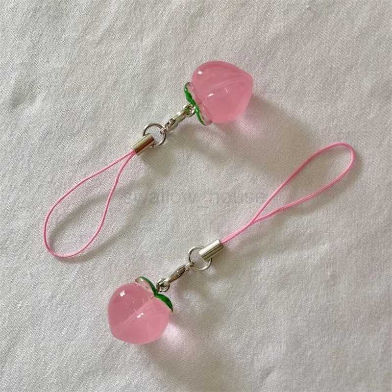 Clear Peach Phone Charm Cute Keychains Transparent Pink Jelly Fruit Aesthetic Gift Accessories y2k Harajuku strap string kawaiiL240729
