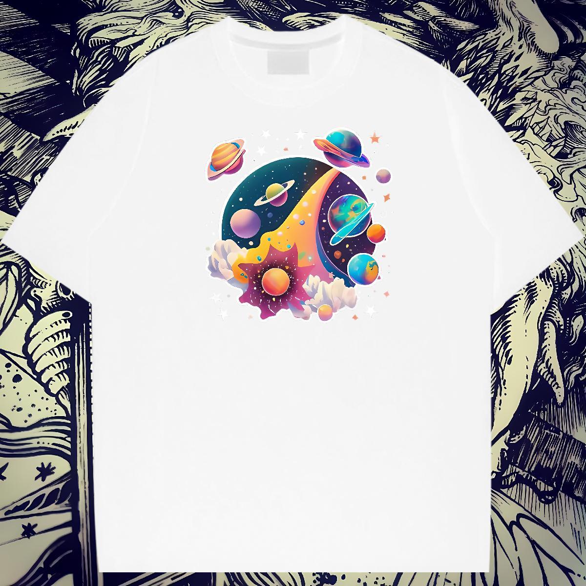 Unisex Mens Tshirts 230g Cotton Street star Customized Print Crew Neck Classic Casual T-Shirts Tops Shirt