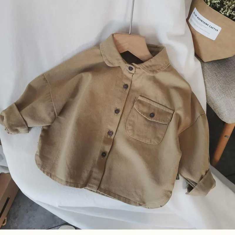 Japanese cotton mens clothing 2023 childrens loose long sleeved lightweight shirt childrens top childrens clothing 1 3 5 7 YW240729