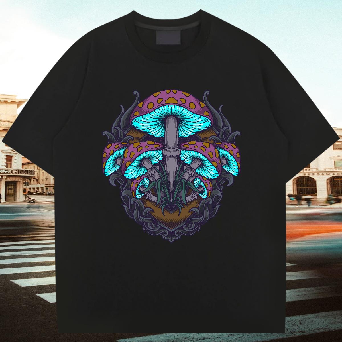 Designer Tshirts 230g Pure Cotton Casual Beach mushroom Oversized 3XL 4XL Breathable Crew Neck 2024 DIY Mens T Shirts Tees Shirts