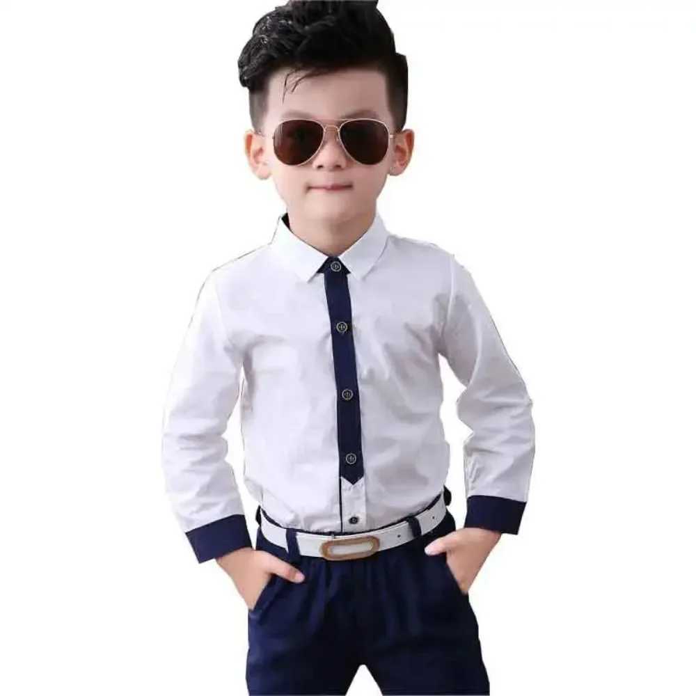 Boys shirt for children aged 2 to 10 2024 spring/summer long sleeved shirt Korean style jacket childrens collar jacketW240729