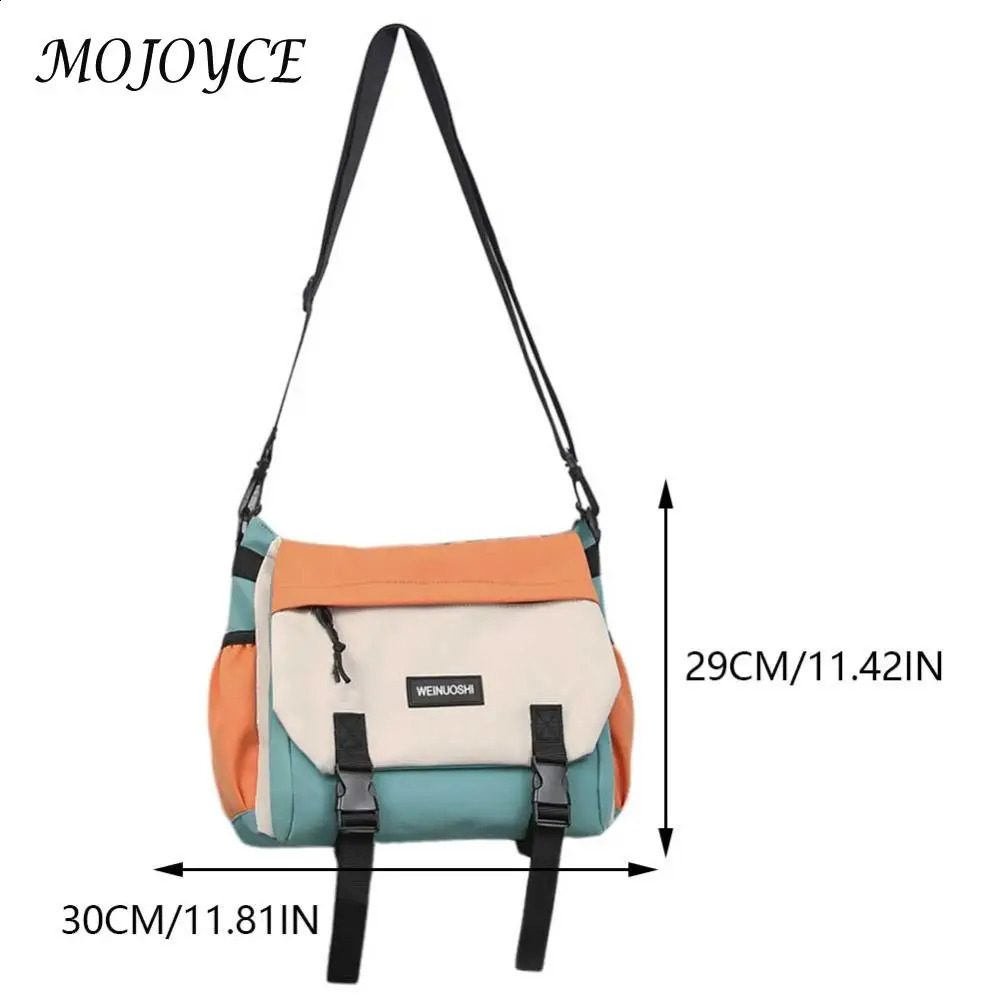 Unisex Student Messenger Bag Large Capacity Simple Postman Contrast Color Nylon Satchel for College Travel Business y240816
