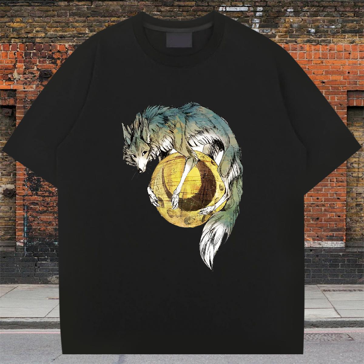 Free Shipping Tshirts 230g Pure Cotton Sport wolf White Plus Size Crew Neck Breathable New Designer T Shirts Men Tee Shirt
